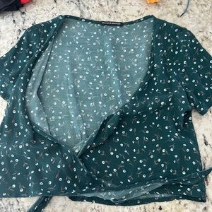 brandy melville floral cross top